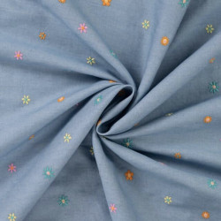 Snood pour chien en coton avev petites fleurs brodées