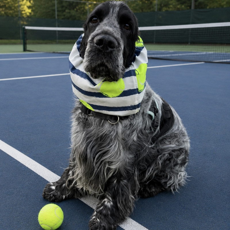Snood coton pour chien - design tennis